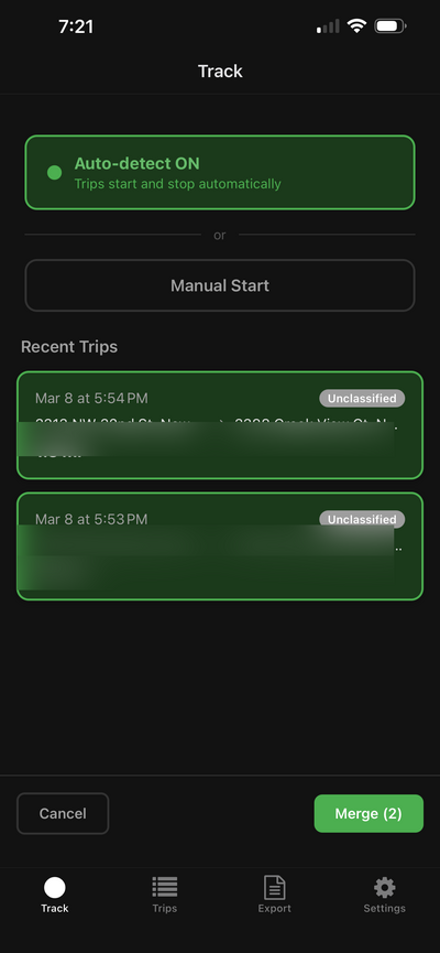 Merge multiple trips into one